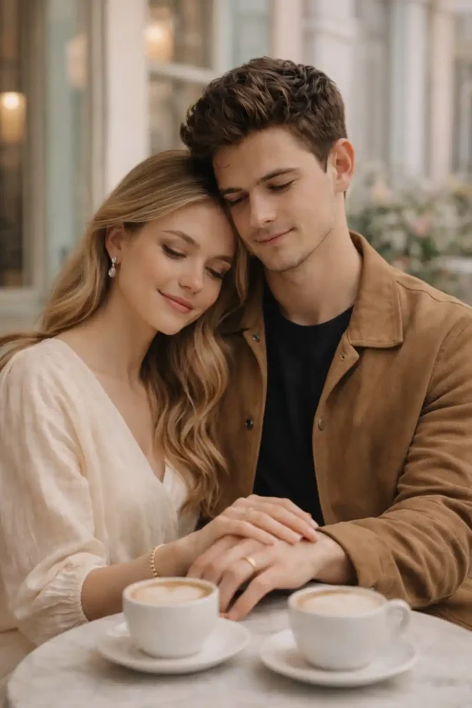 Romantic Café Couple Portrait